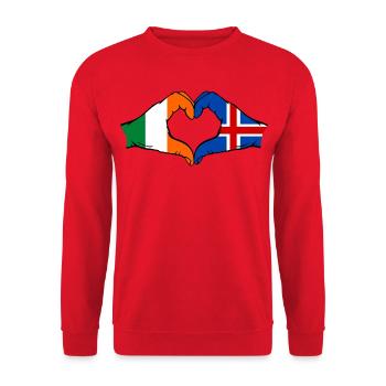 Ireland Iceland flag hands heart shape - Unisex Sweatshirt - red - Front - Alina (178cm) & Michal (187cm)