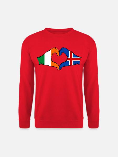 Irland Island Flagge Hände Herzform - Unisex Pullover - Rot