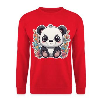 Panda Bär Junges Kind im niedlichen Brausestil - Unisex Pullover - Rot - Vorne - Alina (178cm) & Michal (187cm)