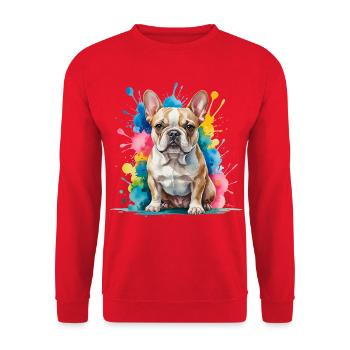 French Bulldog Watercolor Splash - Unisex Sweatshirt - red - Front - Alina (178cm) & Michal (187cm)