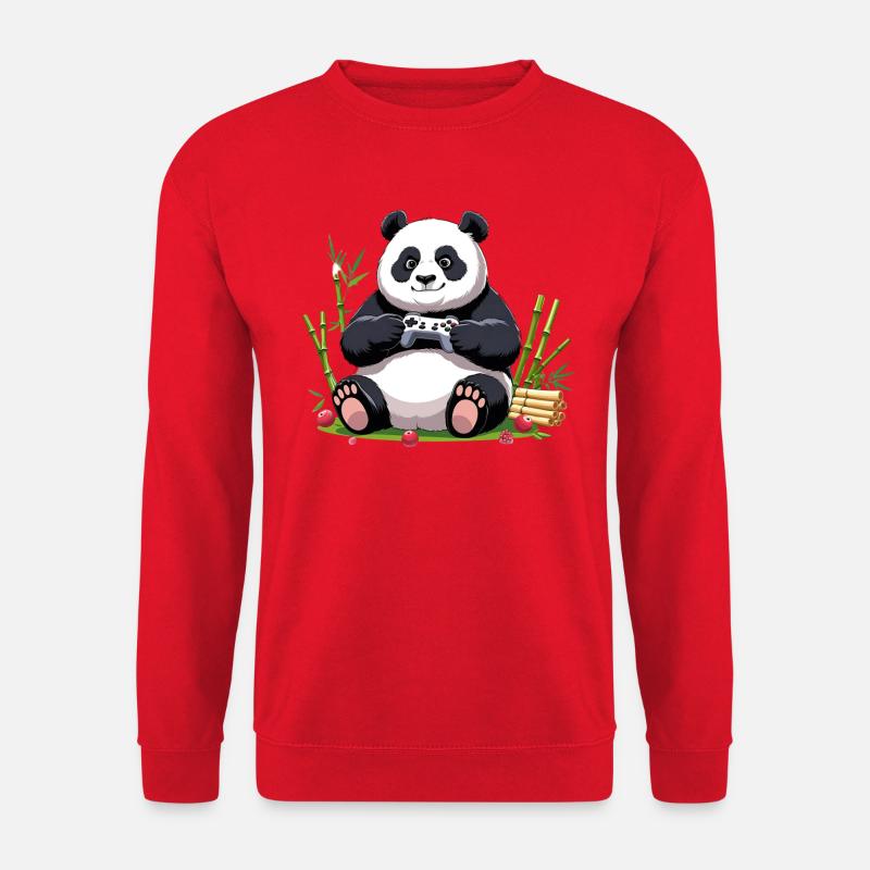 Cute Panda with Gaming Controller - Unisex Sweatshirt - red