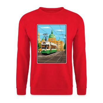 Sofia Bulgaria Historic Tramway Elegant Cityscape - Unisex Sweatshirt - red - Front - Alina (178cm) & Michal (187cm)