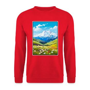 Mount Elbrus Russland Reiseplakat Stadtbild WPA - Unisex Pullover - Rot - Vorne - Alina (178cm) & Michal (187cm)