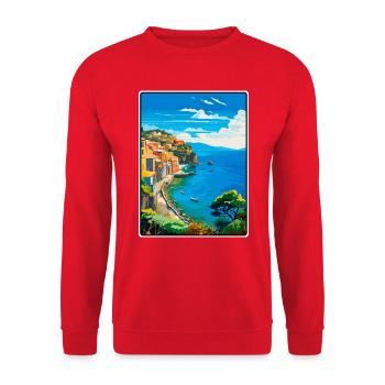 Sorrento Italien Vintage-Reiseplakat Stadtbild WPA - Unisex Pullover - Rot - Vorne - Alina (178cm) & Michal (187cm)