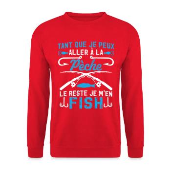 aller a la pèche le reste je m'en fish   - Sweat-shirt Unisexe - rouge - Devant - Alina (178cm) & Michal (187cm)