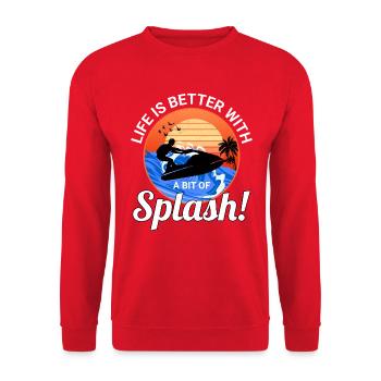 Splash Lover Ocean Sonnenuntergang Jetski Stil - Unisex Pullover - Rot - Vorne - Alina (178cm) & Michal (187cm)