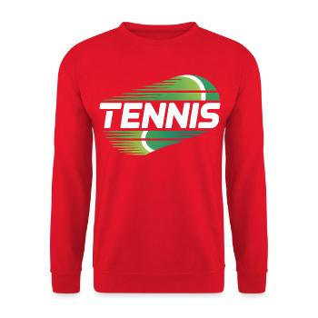 Tennis Logo - Cooles Sport-Logo - Unisex Pullover - Rot - Vorne - Alina (178cm) & Michal (187cm)