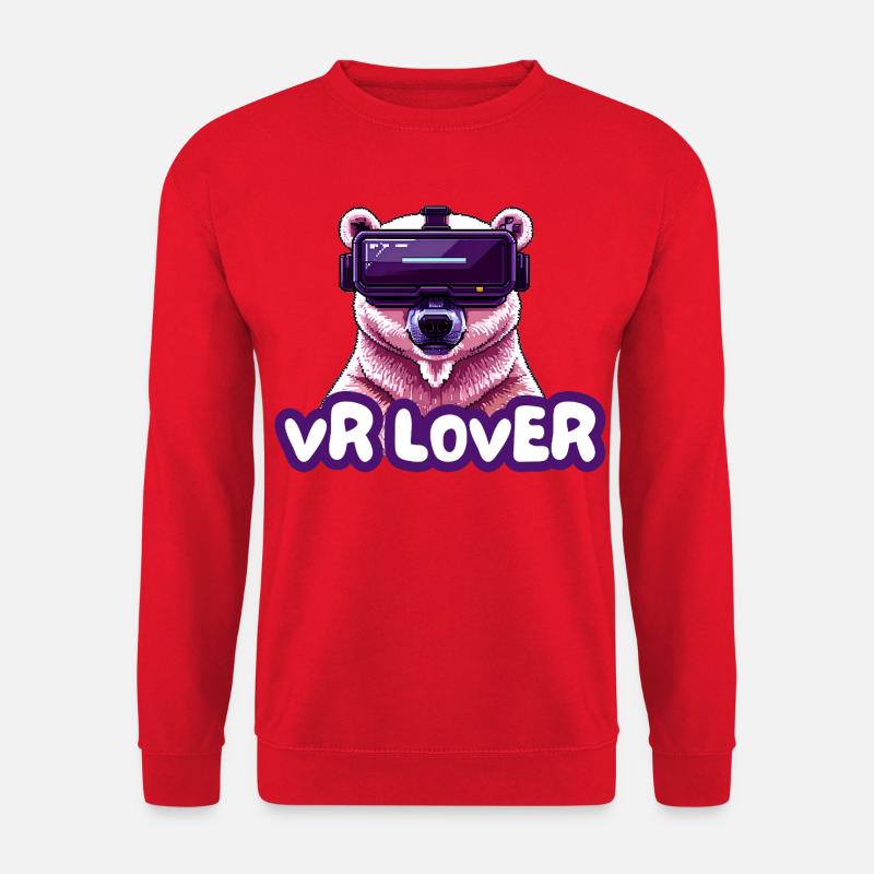 VR Bear with Virtual Reality Glasses - Unisex Sweatshirt - red