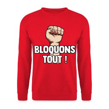 Bloquons Tout ! Mouvement Blocage du 10 Septembre - Sweat-shirt Unisexe - rouge - Devant - Alina (178cm) & Michal (187cm)