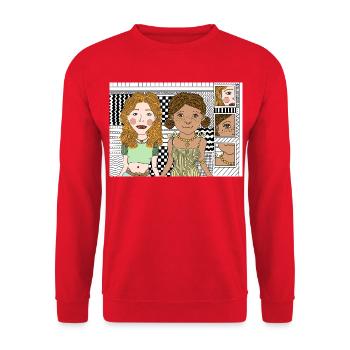 Artistic Design Girl Power - Unisex Sweatshirt - red - Front - Alina (178cm) & Michal (187cm)