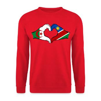 Drapeau de l'Algérie et de la Namibie, mains en forme de cœur - Sweat-shirt Unisexe - rouge - Devant - Alina (178cm) & Michal (187cm)