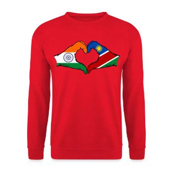 Drapeau de l'Inde et de la Namibie en forme de cœur - Sweat-shirt Unisexe - rouge - Devant - Alina (178cm) & Michal (187cm)