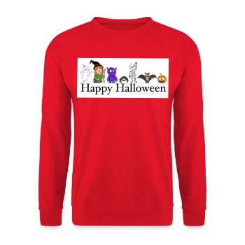 Humorvolle Halloween-Monster und Geister - Unisex Pullover - Rot - Vorne - Alina (178cm) & Michal (187cm)