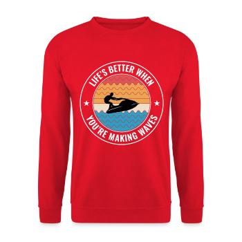 Le jetski de la vie fait des vagues - Sweat-shirt Unisexe - rouge - Devant - Alina (178cm) & Michal (187cm)