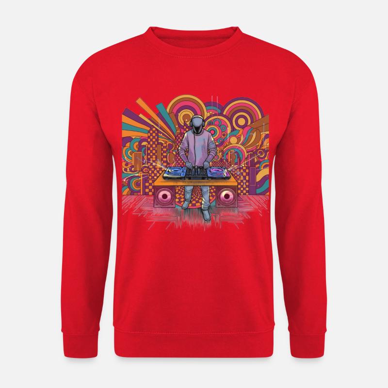 Futuristischer DJ im psychedelischen Hintergrund - Unisex Pullover - Rot