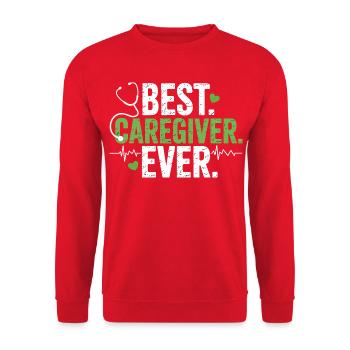 Best Caregiver Ever - Unisex Pullover - Rot - Vorne - Alina (178cm) & Michal (187cm)