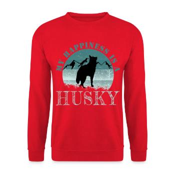 Husky avec motif de montagne et dicton - Sweat-shirt Unisexe - rouge - Devant - Alina (178cm) & Michal (187cm)