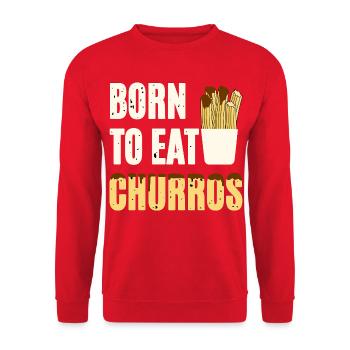 Born To Eat Churros - Unisex Sweatshirt - red - Front - Alina (178cm) & Michal (187cm)