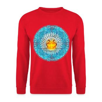 Heilige Flamme Mandala Design Ibiza - Unisex Pullover - Rot - Vorne - Alina (178cm) & Michal (187cm)