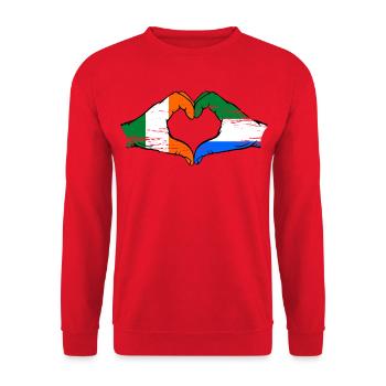 Irlande Sierra Leone drapeau mains forme de coeur utilisé - Sweat-shirt Unisexe - rouge - Devant - Alina (178cm) & Michal (187cm)