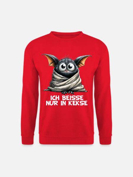 Ich beisse nur in Kekse schräge Fledermaus - Unisex Pullover - Rot