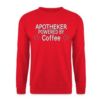 Apotheker Powered By Coffee - Unisex Pullover - Rot - Vorne - Alina (178cm) & Michal (187cm)