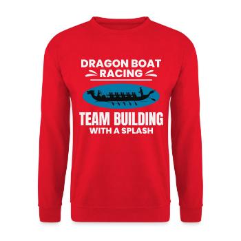Synchronisiertes Paddelteam Drachenboot - Unisex Pullover - Rot - Vorne - Alina (178cm) & Michal (187cm)