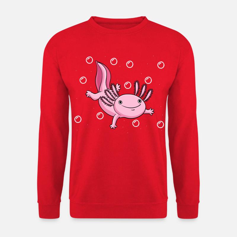 Cute Pink Axolotl Illustration - Unisex Sweatshirt - red