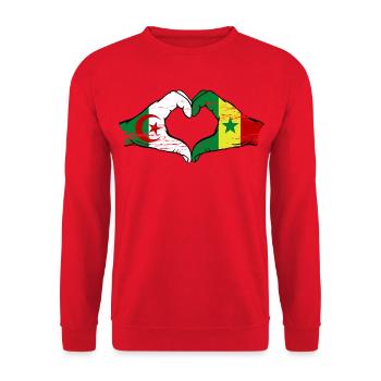 Algeria Senegal Flag Hands Heart Shape Used - Unisex Sweatshirt - red - Front - Alina (178cm) & Michal (187cm)