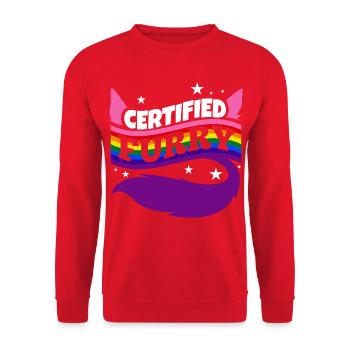 Fourrure certifiée - Sweat-shirt Unisexe - rouge - Devant - Alina (178cm) & Michal (187cm)