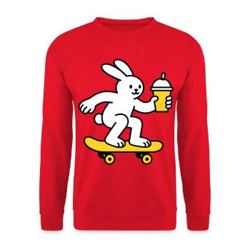 Skate Bunny mit Shake - Unisex Pullover - Rot - Vorne - Alina (178cm) & Michal (187cm)