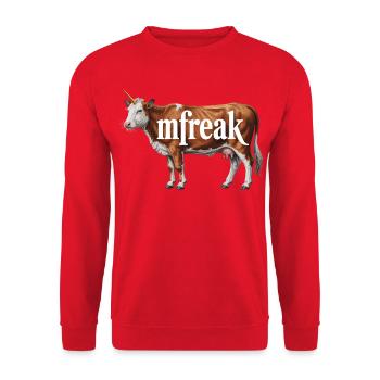 Freaky Cow Typography Tee - Unisex Sweatshirt - red - Front - Alina (178cm) & Michal (187cm)