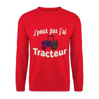 J’peux pas j’ai Tracteur - Sweat-shirt Unisexe - rouge - Devant - Alina (178cm) & Michal (187cm)