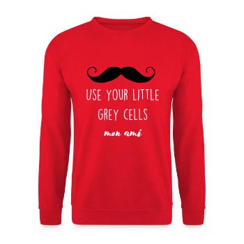 Use your little grey cells mustache Poirot - Unisex Sweatshirt - red - Front - Alina (178cm) & Michal (187cm)