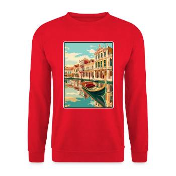 Aveiro Portugal Gondola Scene Travel Poster - Unisex Sweatshirt - red - Front - Alina (178cm) & Michal (187cm)