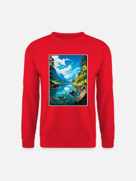 Bohinjer See, Slowenien, Azurgebirge, See, Aussicht - Unisex Pullover - Rot