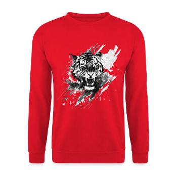 Tiger Head Predator Nature Wilderness Splash - Unisex Sweatshirt - red - Front - Alina (178cm) & Michal (187cm)