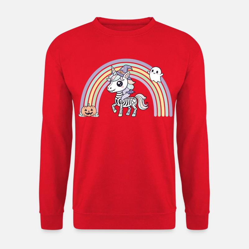 BOHO Skelett‑Einhorn mit Regenbogen – Halloween  - Unisex Pullover - Rot