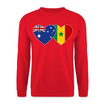 Drapeau de l’Australie et du Sénégal Coeur - Sweat-shirt Unisexe - rouge - Devant - Alina (178cm) & Michal (187cm)