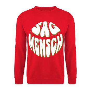 Global Retro Typo Vert Néon - Say Man - Sweat-shirt Unisexe - rouge - Devant - Alina (178cm) & Michal (187cm)