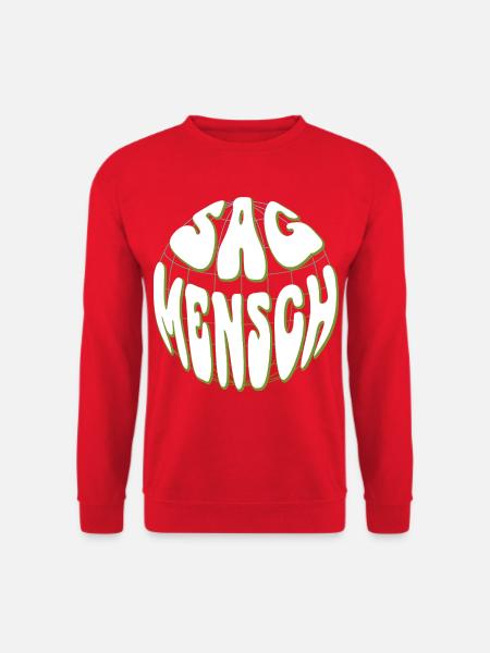 Globale Retro Typo Neon Grün - Sag Mensch - Unisex Pullover - Rot
