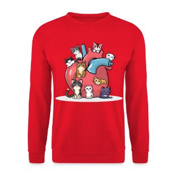 Amour Des Chats Cadeau pour Fan de Chat - Sweat-shirt Unisexe - rouge - Devant - Alina (178cm) & Michal (187cm)