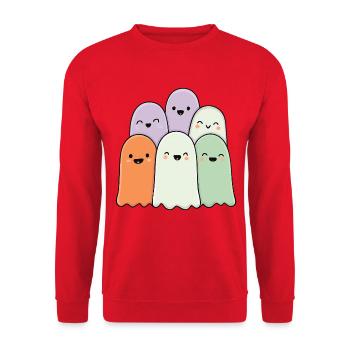 Kuschelige Geisterfreunde in Pastellfarben - Unisex Pullover - Rot - Vorne - Alina (178cm) & Michal (187cm)