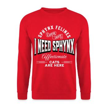 Sphynx Katzenliebe Lustig - Unisex Pullover - Rot - Vorne - Alina (178cm) & Michal (187cm)
