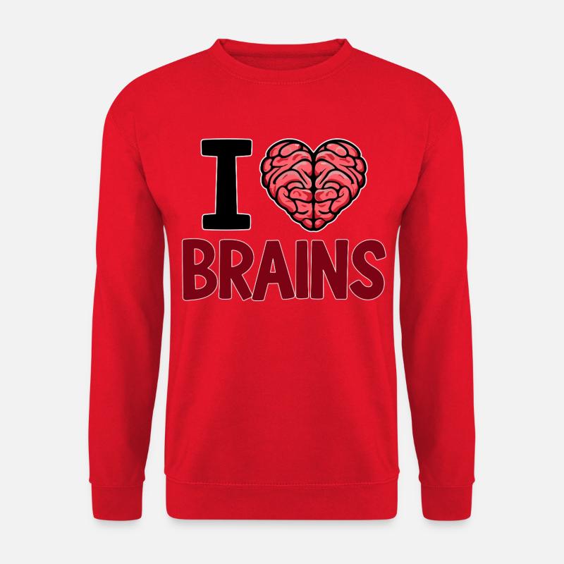 I Love Brains Zombie Spruch - Unisex Pullover - Rot