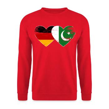Germany Pakistan Flag Heart Used - Unisex Sweatshirt - red - Front - Alina (178cm) & Michal (187cm)