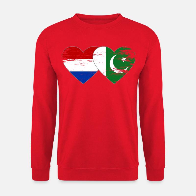 Holland Pakistan Flagge Herz - Unisex Pullover - Rot