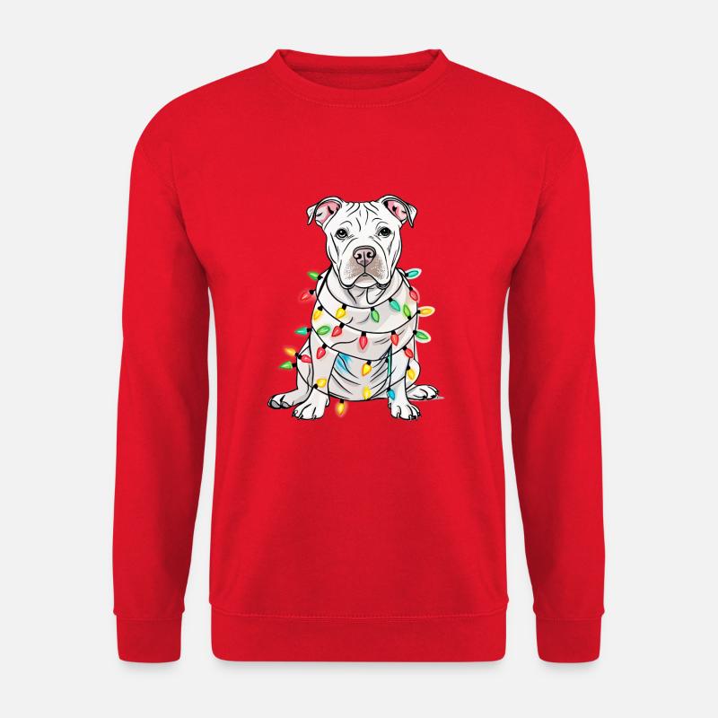 Lustiger Lichterhund mit Weihnachtskette Hund - Unisex Pullover - Rot