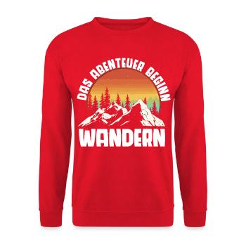 Bergabenteuer Sonnenuntergang Wandern Wanderer  - Unisex Pullover - Rot - Vorne - Alina (178cm) & Michal (187cm)