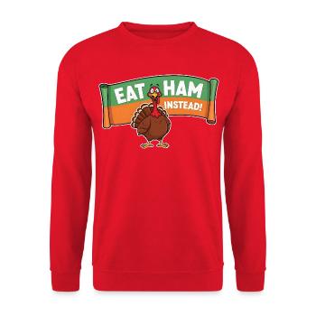 Manger du bacon – Dinde de Thanksgiving - Sweat-shirt Unisexe - rouge - Devant - Alina (178cm) & Michal (187cm)